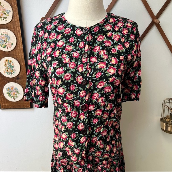 Vintage 80s Matching Floral Top & Skirt Set Small - Picture 2 of 7